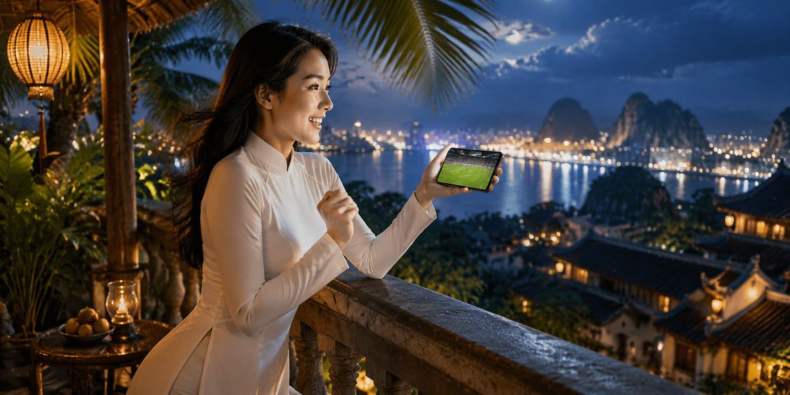 Người phụ nữ mặc áo dài đặt cược thể thao tại vùng Ninh Bình