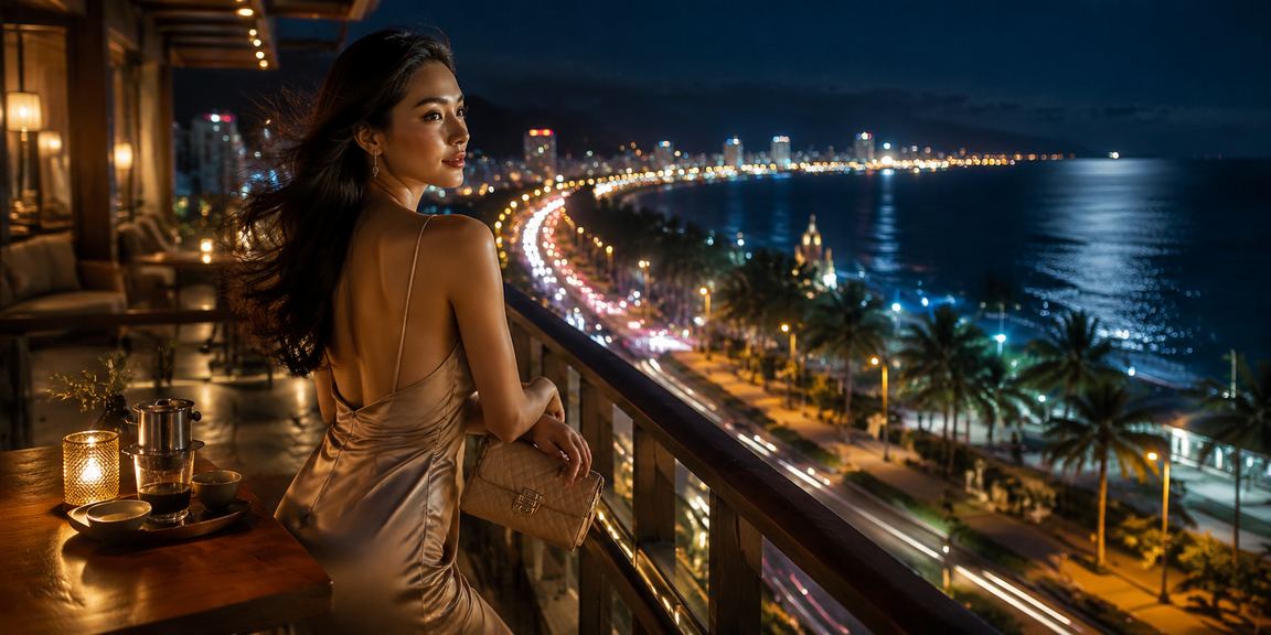 Người chơi slot game tại quán cà phê Phan Thiết với đồ uống địa phương