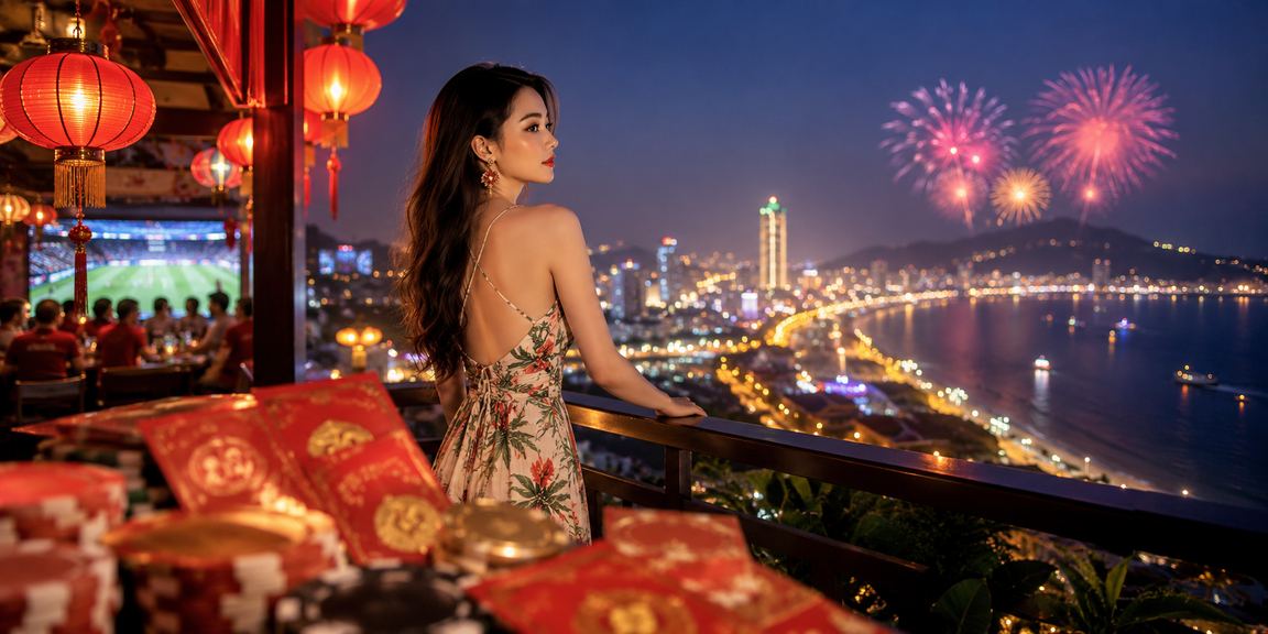 Phong bì đỏ may mắn và đèn lồng tại Vũng Tàu dịp lễ hội